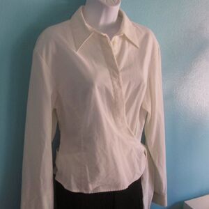 La Ligna Womens Size M  Ivory Pinwale Corduroy Wrap Blouse Size 42